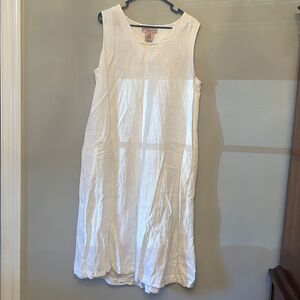 Philosophy V-Neck, White Linen, Midi Dress, Size Large